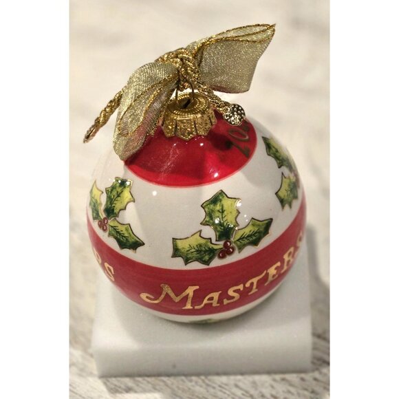 Masters Christmas Ornament 2025 Made in Italy Hand Painted Ceramic Globe w/Holl - Picture 6 of 6